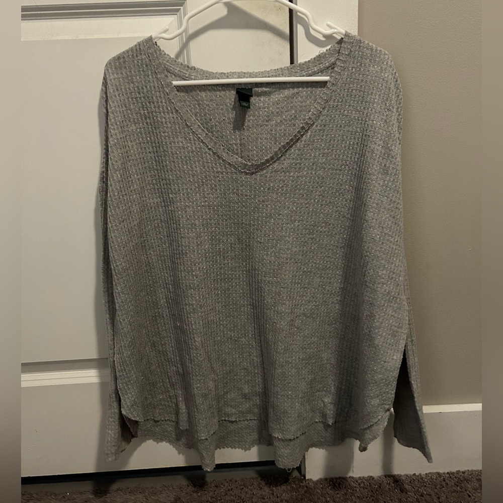 Wild Fable Waffled Oversize Tee, Gray, Large